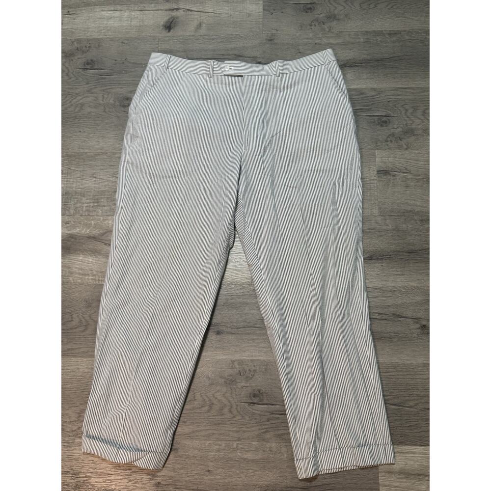 Haspel 42R Seersucker Pants Trousers Gray White 42x30 EUC